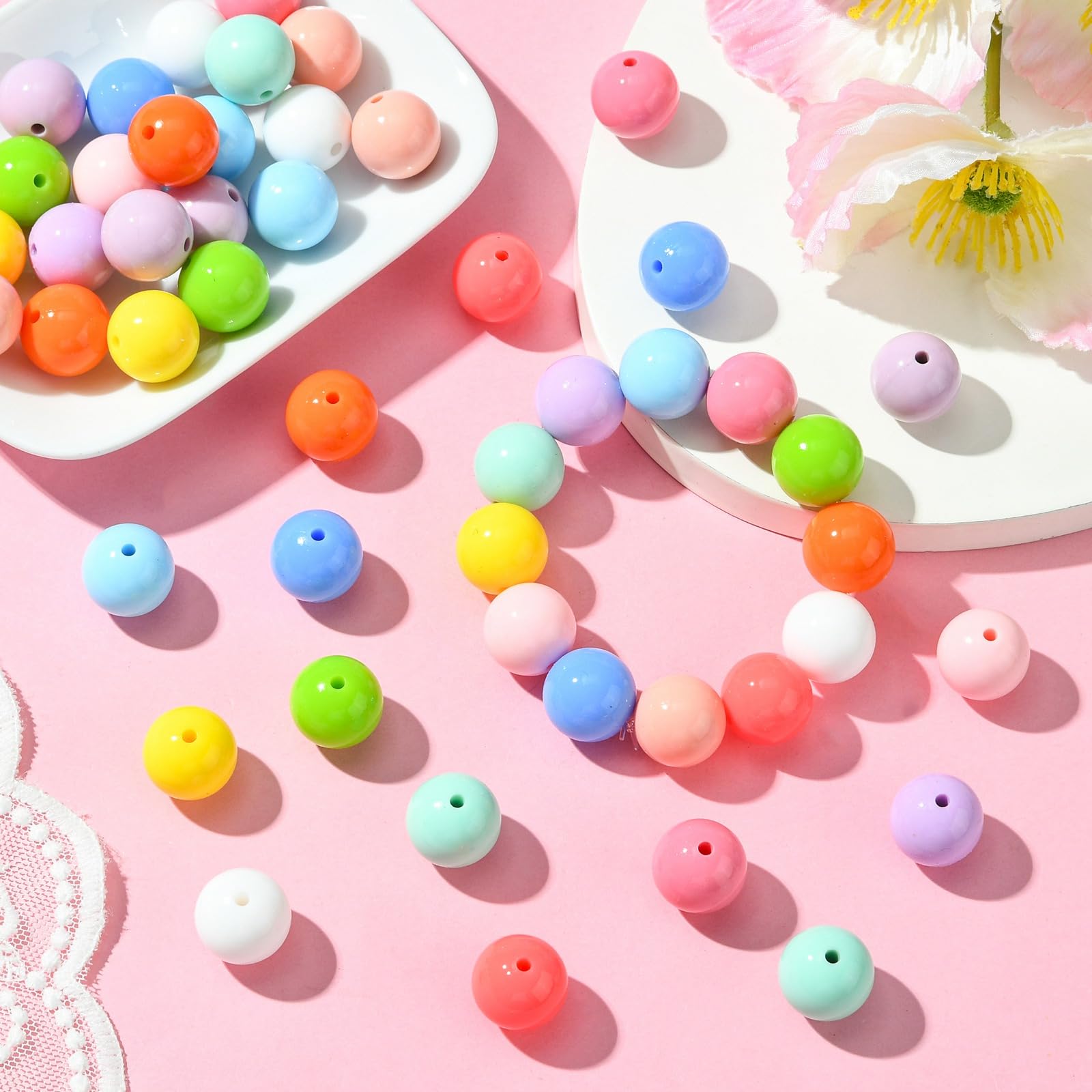 SOFPLATE 64 Pièce De Perles D'Espacement En Silicone Rose Pour