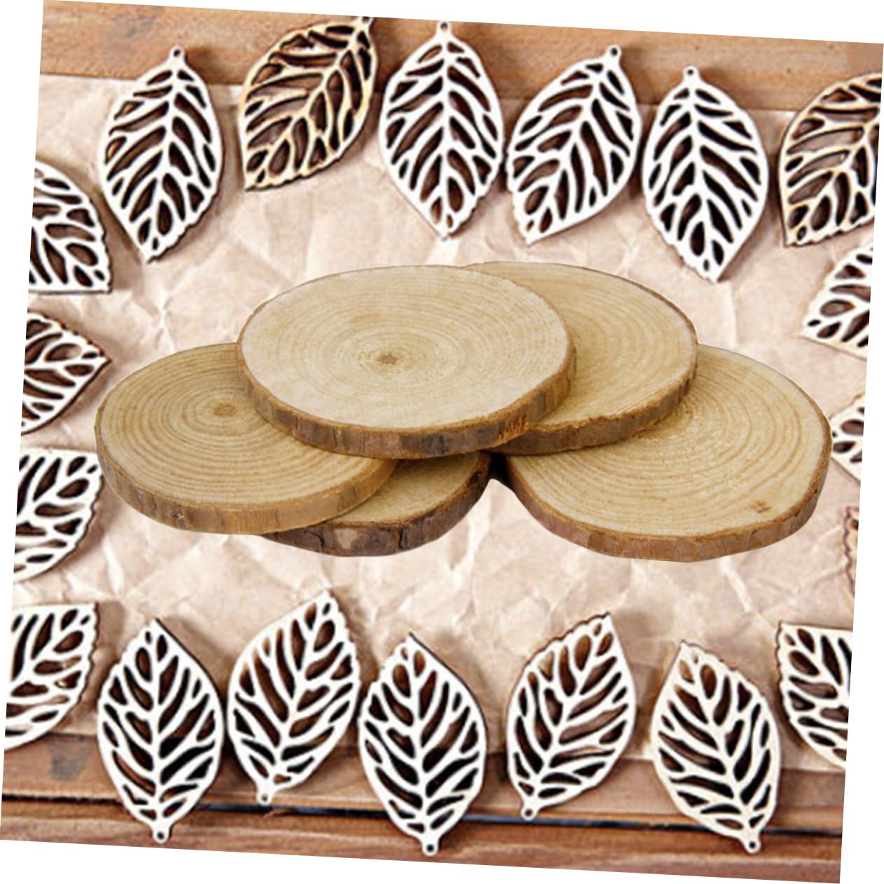NUOBESTY 60stücke Holzscheiben Für Bastelprojekte Und Hochzeitsdekoration Unbehandelte Holzdiscs Für Natürliche Tischmittelstücke Und Kreative