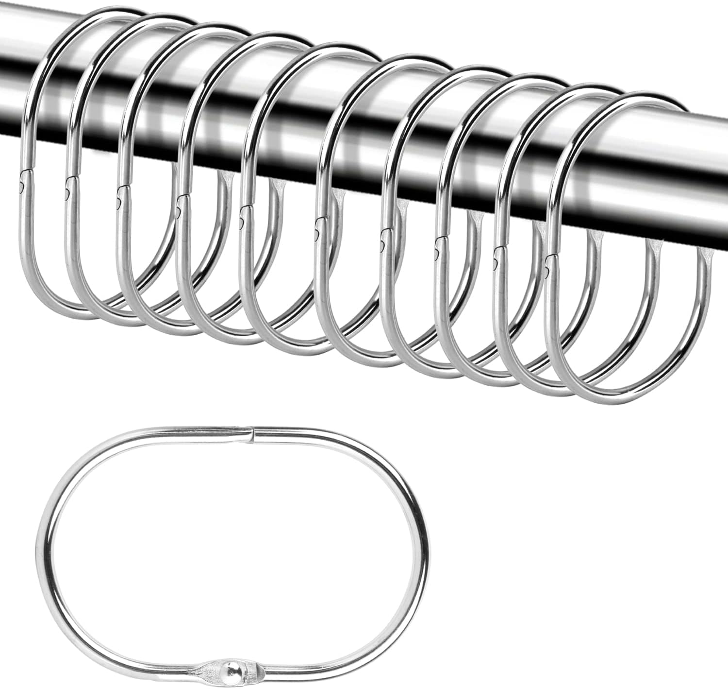 Shower Curtain Rings,24 Pcs Rustproof Metal Shower Hooks