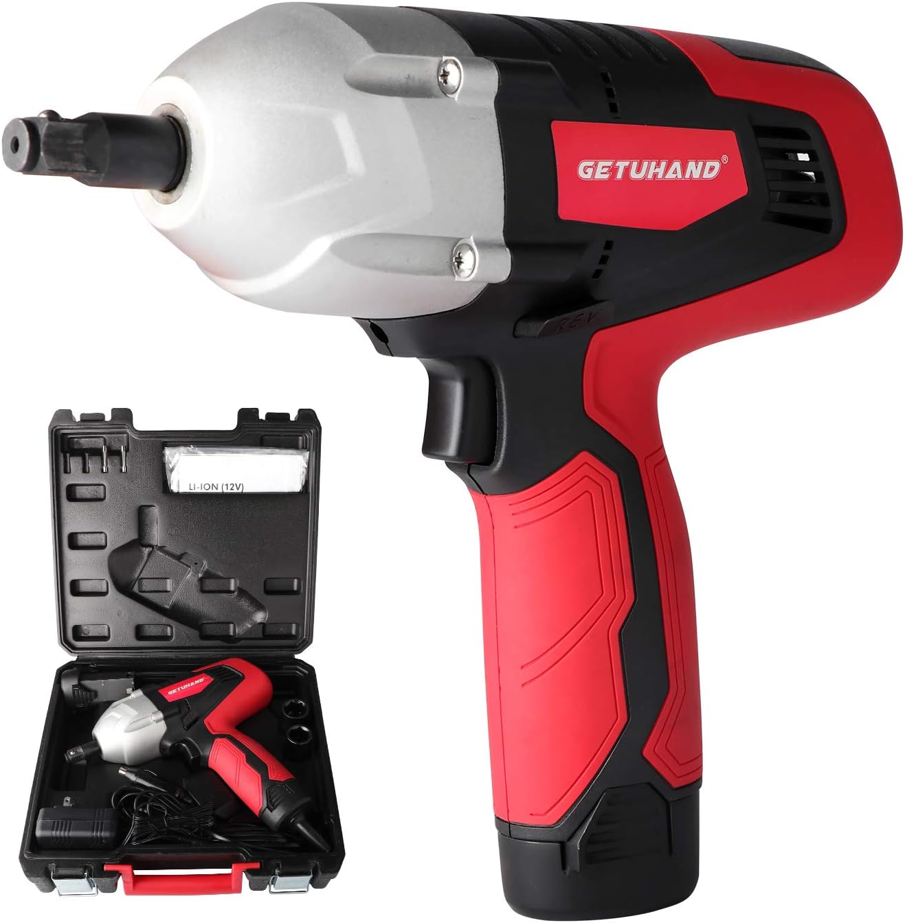 Cordless Impact Wrench Kit, Double Power(Battery-Powered and Corded-Electric), Digital Display,Torque Adjustable, 300 ft-lbs 400 N.M Torque,12Volts&1/2 Inch Portable Car Impact Wrench