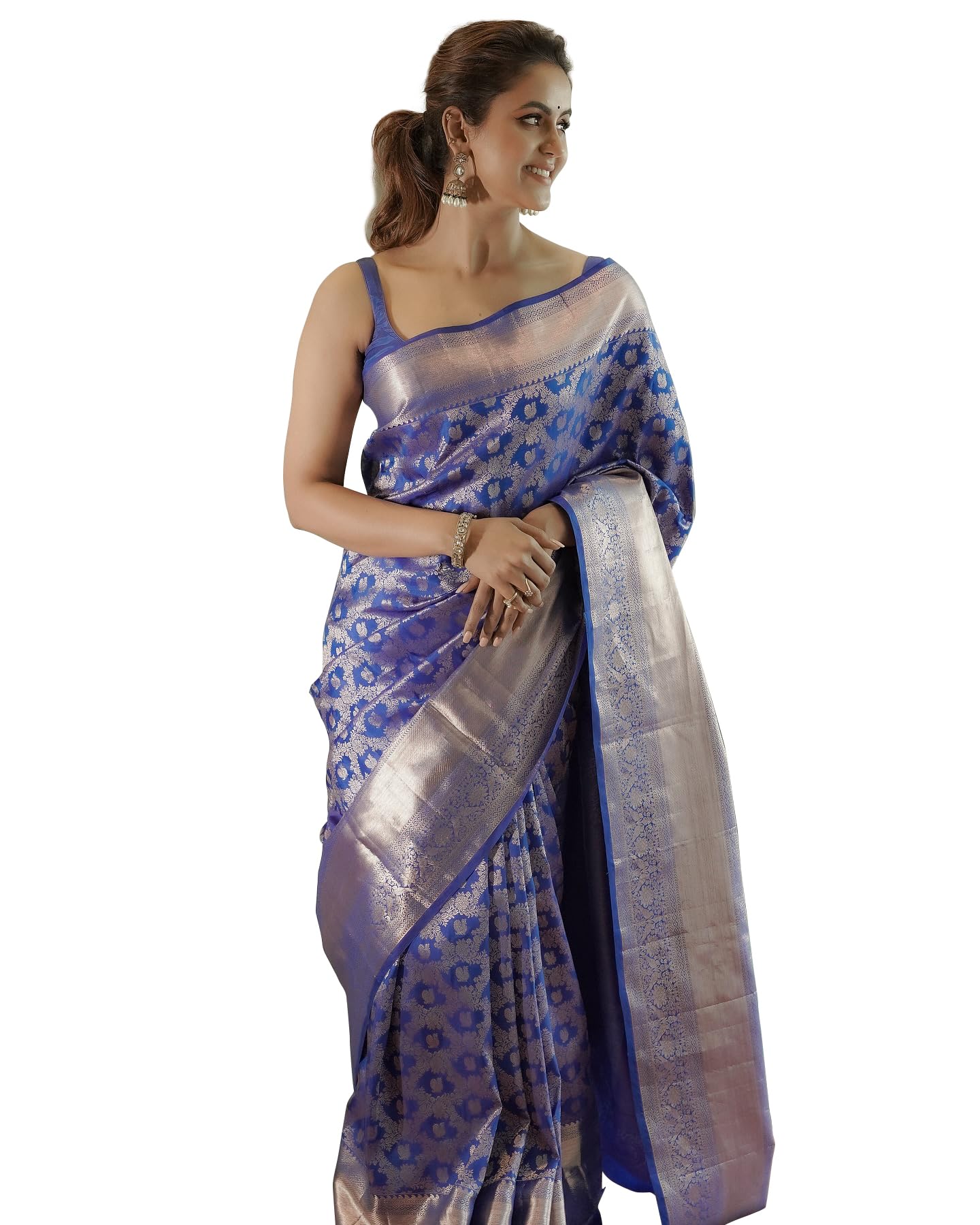 shasmi Women's Burgundy Banarasi Kanchipuram Art Silk Saree for Women – Traditional Wedding & Party Saree with Blouse Piece – Ethnic Indian Silk Saree for Bridal, Festive (KS-155)-picture-16