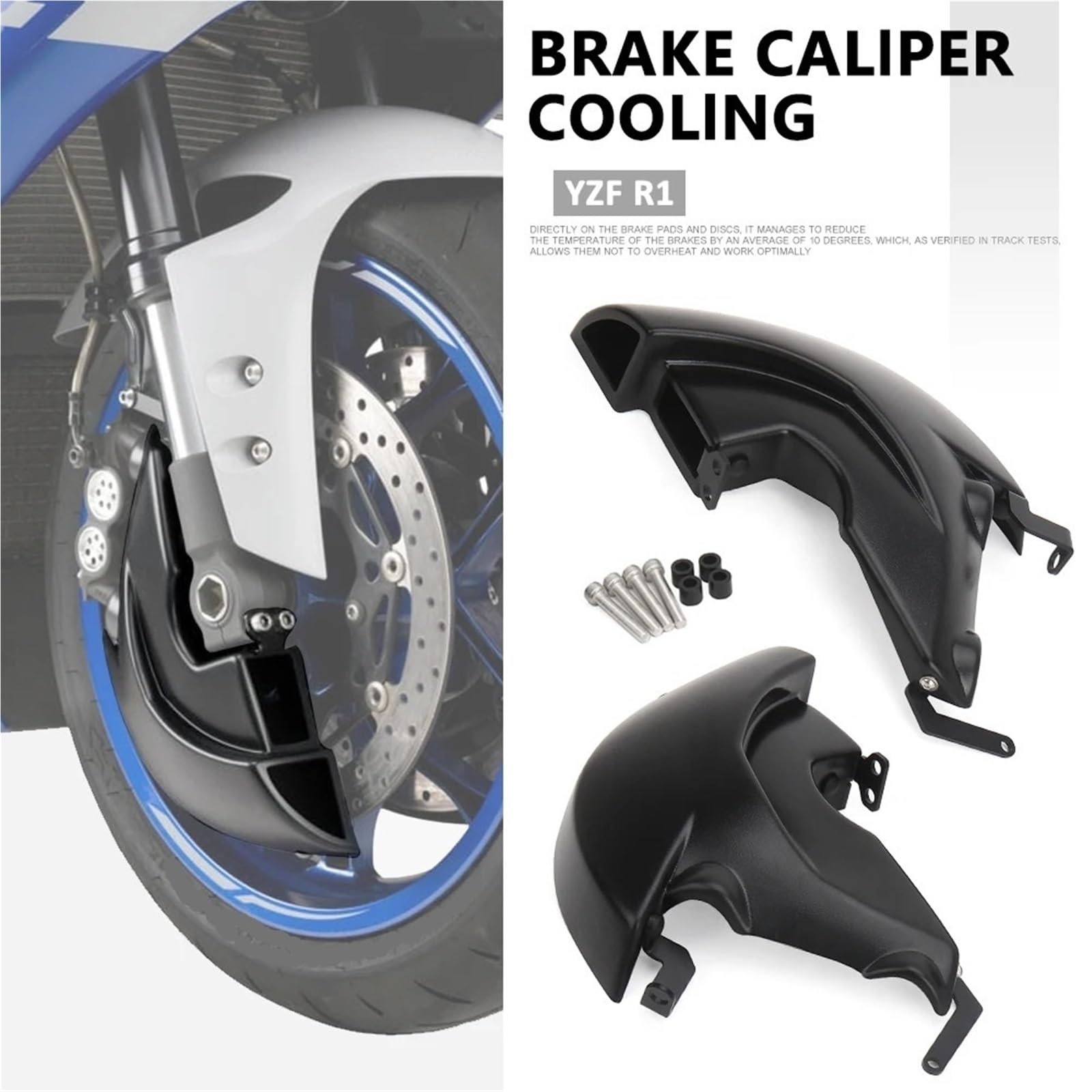 Refrigeración de Pinza de Freno Protector de refrigeración por Aire para Pinza de Freno de Motocicleta, Compatible con Yamaha YZF R1 YZF-R1 YZFR1 2020 2021 2022 2023 2024 2025