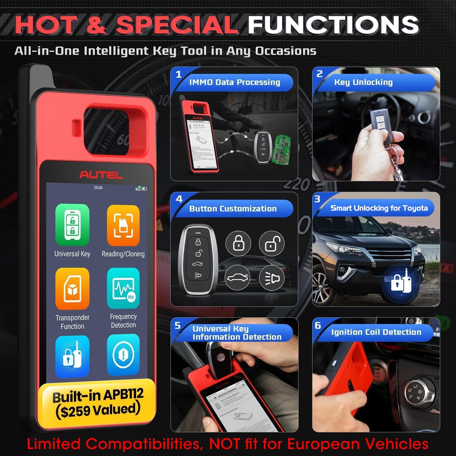 Autel Diagnosegerät MaxiIM KM100 (X) Schlüssel Programmieren Gerät, 2026, Dasselbe wie Schlüssel Programmierer KM100 KM100E, OBD Lernen, APB112 Integriert, Car Scan Tool Lite von IM508S IM608 PRO 2