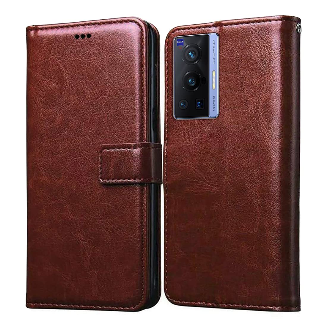 Casotec Flip Cover for Vivo X70 Pro | Premium Leather Finish | Inbuilt Pockets & Stand | Flip Case for Vivo X70 Pro (Brown) (B09RWX34H5) Amazon Price History, Amazon Price Tracker