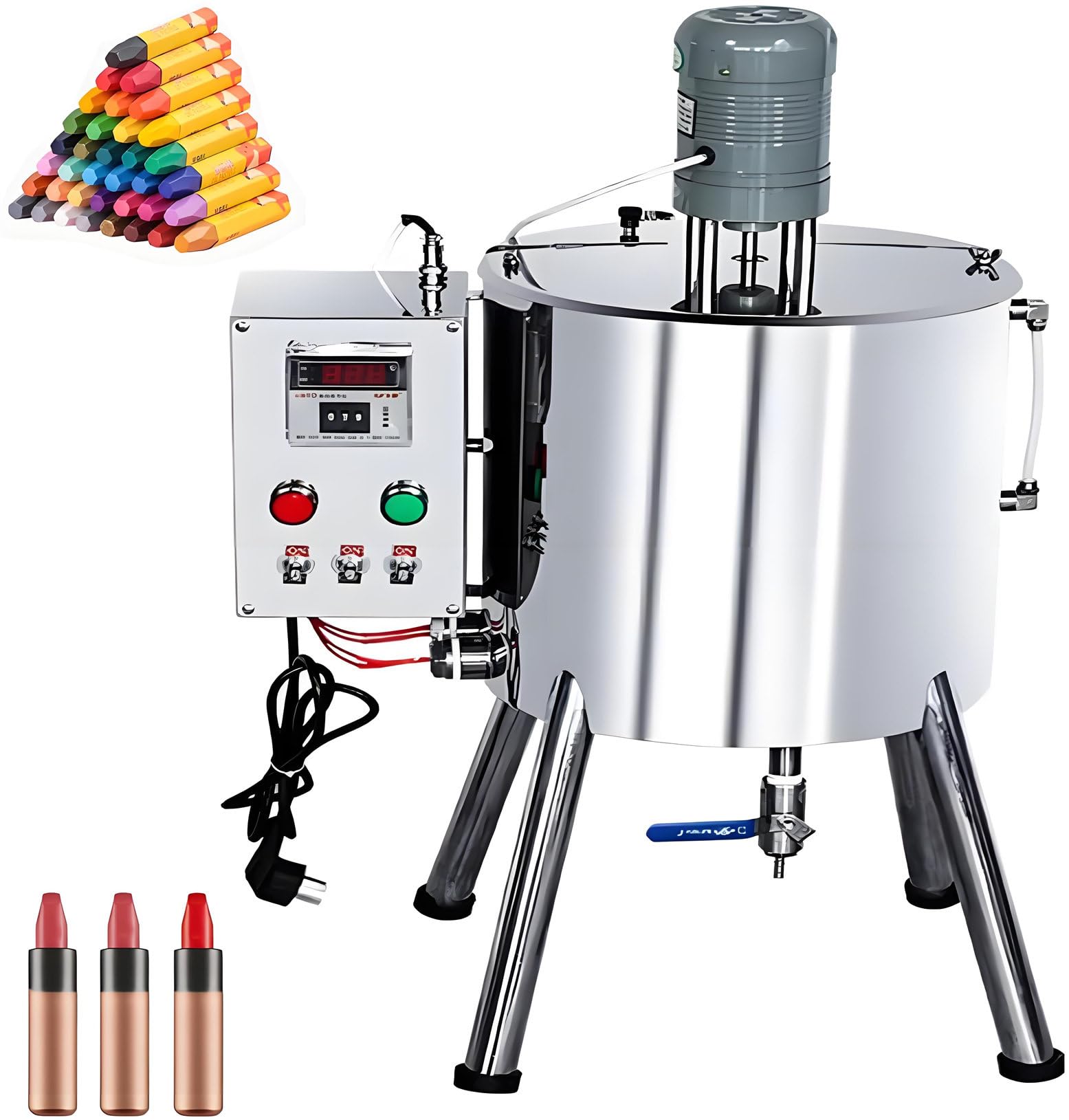 100-500G Lipstick Filling Machine - 15L 4Gal 30L 8Gal Heating Mixing Device for Lip Gloss Ointment Honey -