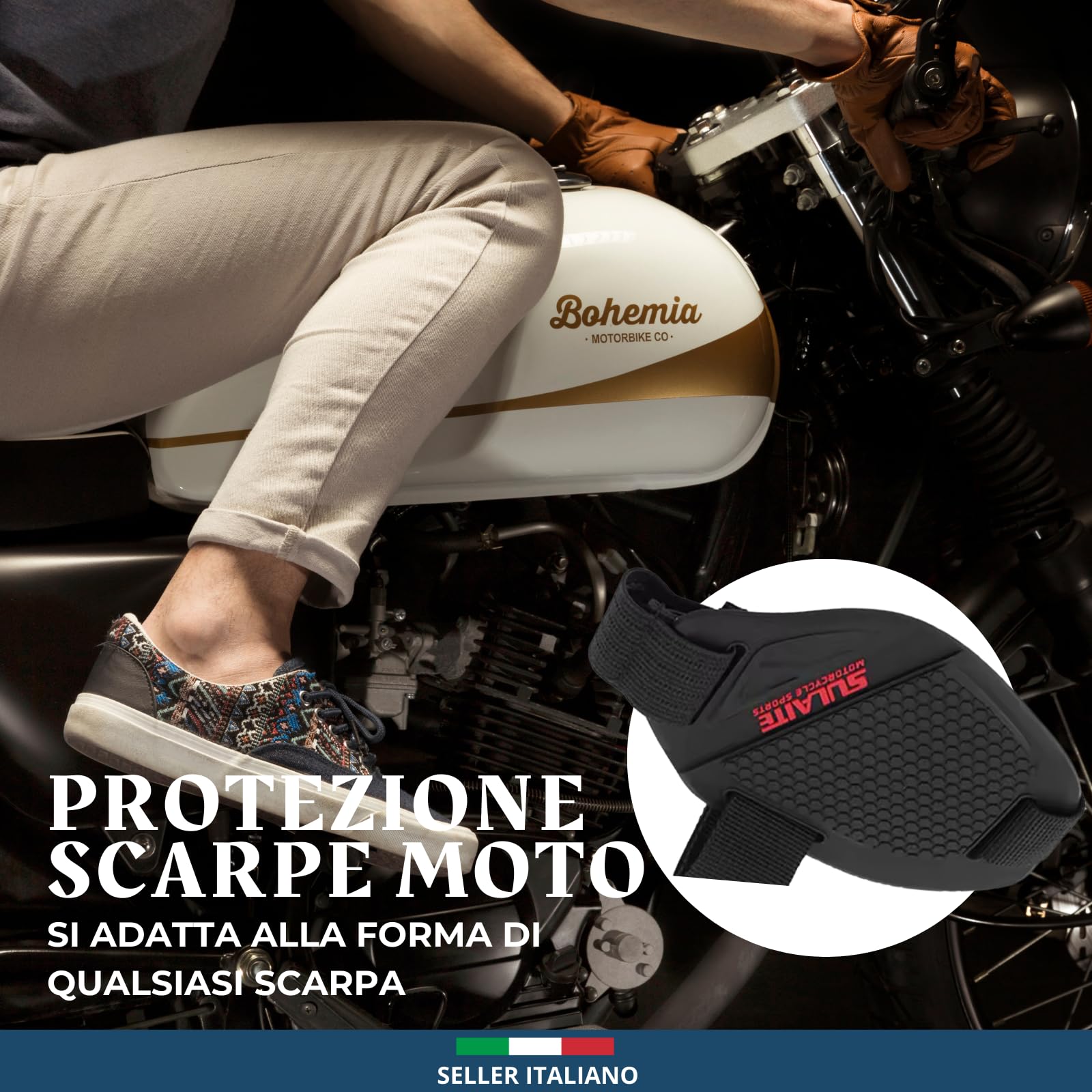 Proteggi Scarpe Moto di alta Qualità in gomma Copriscarpe Moto Misura Universale Protezione Scarpe Moto Anti-Slip Salvascarpe Moto dal design Unico Moto Accessori Viaggio