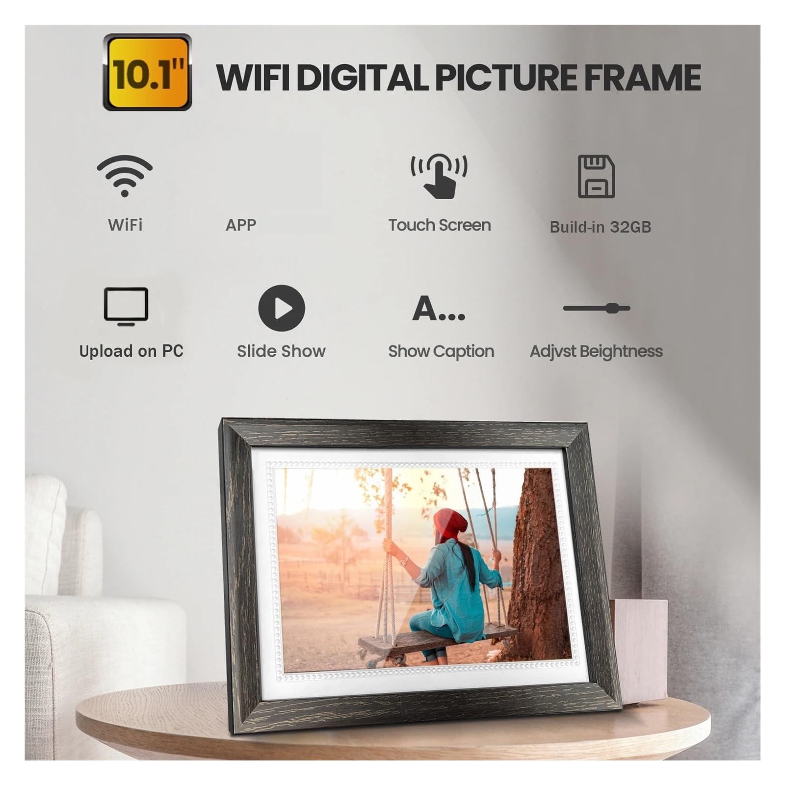 Cyfrowa Ramka Do Zdjęć WiFi 32 GB Pamięci 10,1 Cala 1280x800 IPS LCD Ekran Dotykowy Odtwarzanie Wideo Inteligentna WyjąTkowe WrażEnia Wizualne(64GB)