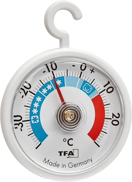 TFA Dostmann 2er Set Analoge Kühlthermometer mit Haken, 95.1036, handlich, mit Kühlzonen, für Kühlschrank, Gefrierschrank und Kühlhaus zur Temperaturkontrolle, bis -40°C, weiß - 2