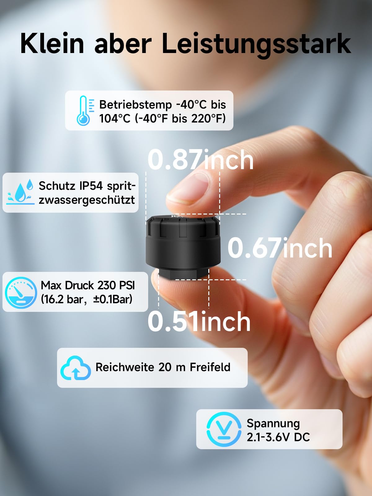 Moman Motorrad TPMS 4 Sensoren Reifendruck-Kontrollsystem mit App, Reifendruck & Temperatur Monitor mit Alarmfunktion, Nur iOS & Android Kompatibel
