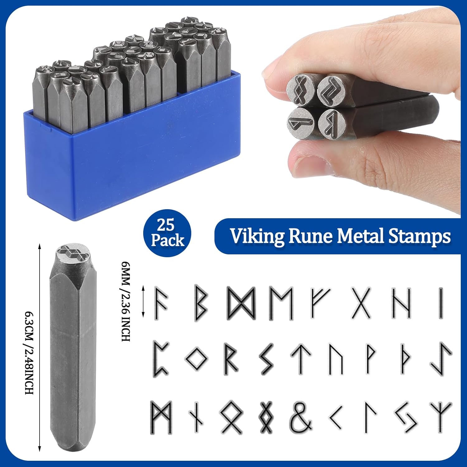 Lingvee Metal Stamp Set 6mm Steel Metal Stamping Tool Set for Jewelry Making Punch Set for Plastic Wood Leather Hand Stamping Projects, up to 56HRC