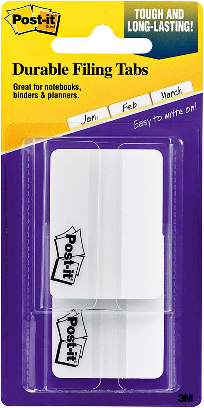 Post-it Tabs with On-The-Go Dispenser, 2-Inch Solid, White, 25-Tabs/Dispenser, 2-Dispensers/Pack