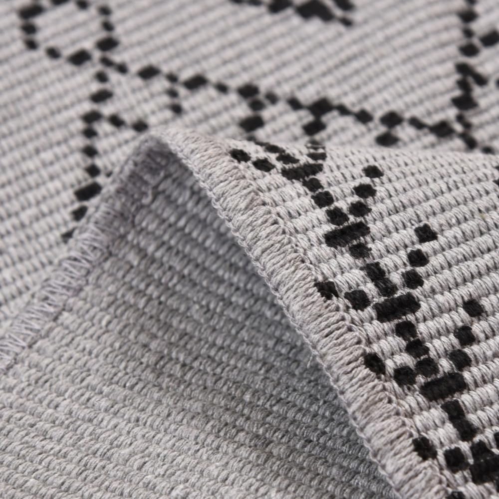 Tappeto in cotone e lino, lavabile, tappeto con nappe, per camera da letto, cucina, per ingresso, bagno, grigio, 60 x 130 cm