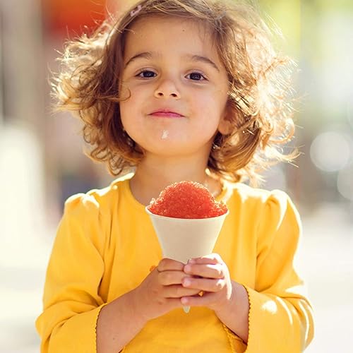 Miniatura 6 de AQUEENLY 100 Vasos de Cono de Nieve, Vasos de Papel Cónicos con Revestimiento de Cera a Prueba de Fugas para Granizado, Hielo Raspado, Agua - 6 OZ,