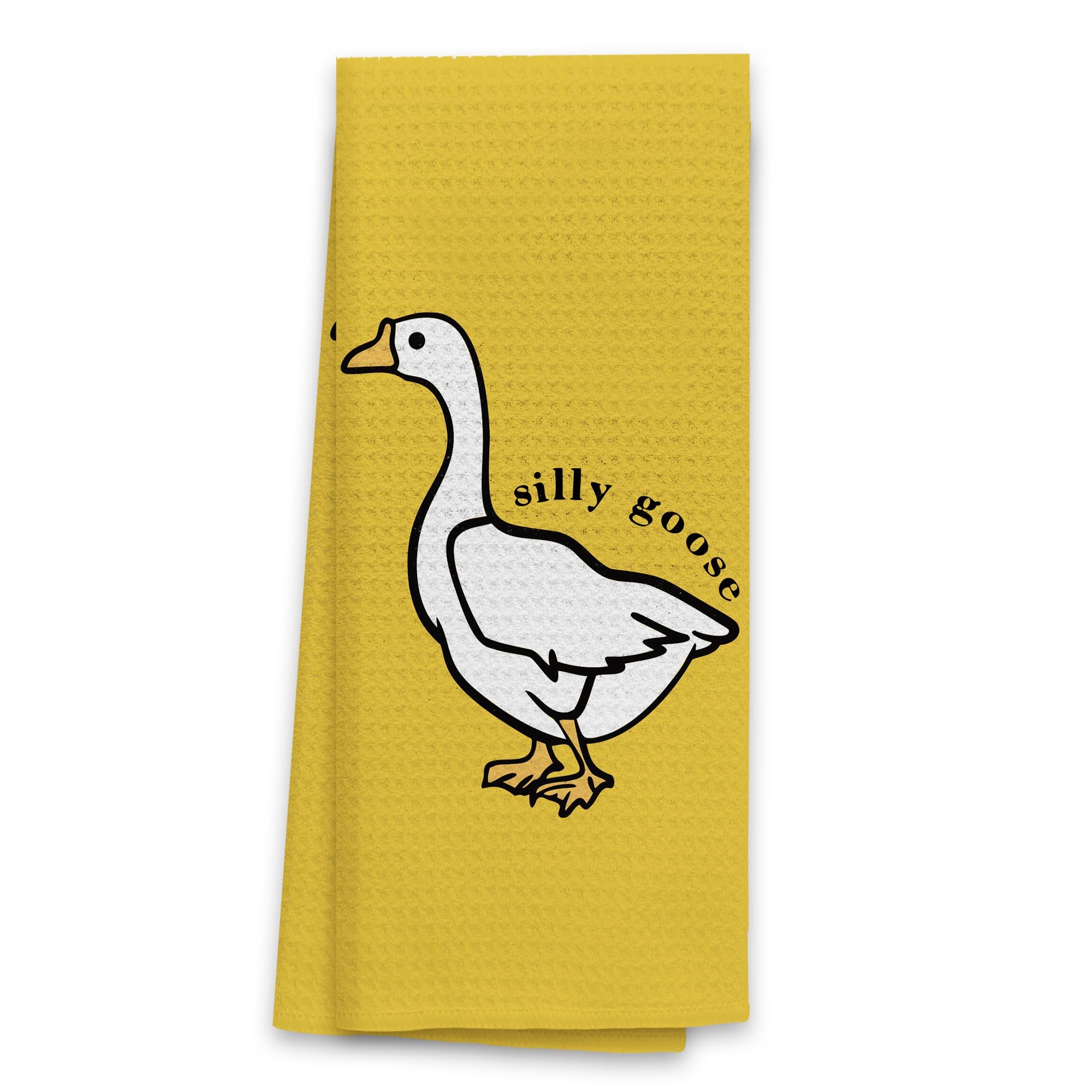 TNUW Silly Goose Soft and Absorbent Kitchen Towels, Funny Goose Dish Towels 16"24", Christian Gifts (Orange)
