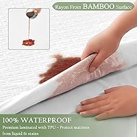 Vista 3 de Protector de colchón 100 % impermeable tamaño individual, funda de colchón de bambú y rayón transpirable con bolsillo de 8 a 21 pulgadas
