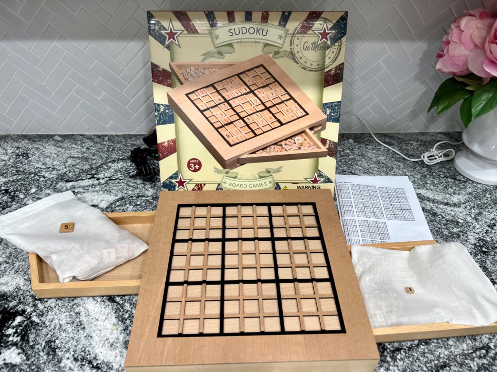 Amazon.com: GOTHINK Wooden Sudoku Puzzle Set, Challenge Your Mind with ...