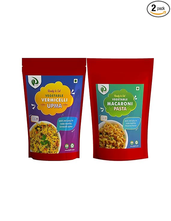 Pure Jain Home-Made Dehydrated Vegetable Macaroni Pasta and Vermicelli Upma Combo (150X2) Ready to Eat |Gluten Free | Instant Food | Super Easy to Make | Indian Tasty & Healthy Breakfast