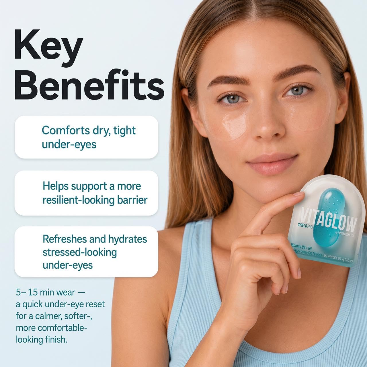 Shield Energy Soothing Under Eye Patches (28 Pairs) - Vitamin B3, Vitamin B5 & Ectoin Hydrogel Eye Mask for Sensitive Skin & Redness - Barrier Repair, Deep Hydration for Dry Tired Eyes