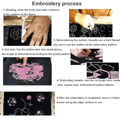 Miniatura 4 de 1mm French Bullion Wire, French Coil, Gold Work Embroidery Silk Thread, Sewing DIY Accessories Jewelry Making Embroidery Metalic Purl Wire, 110inch