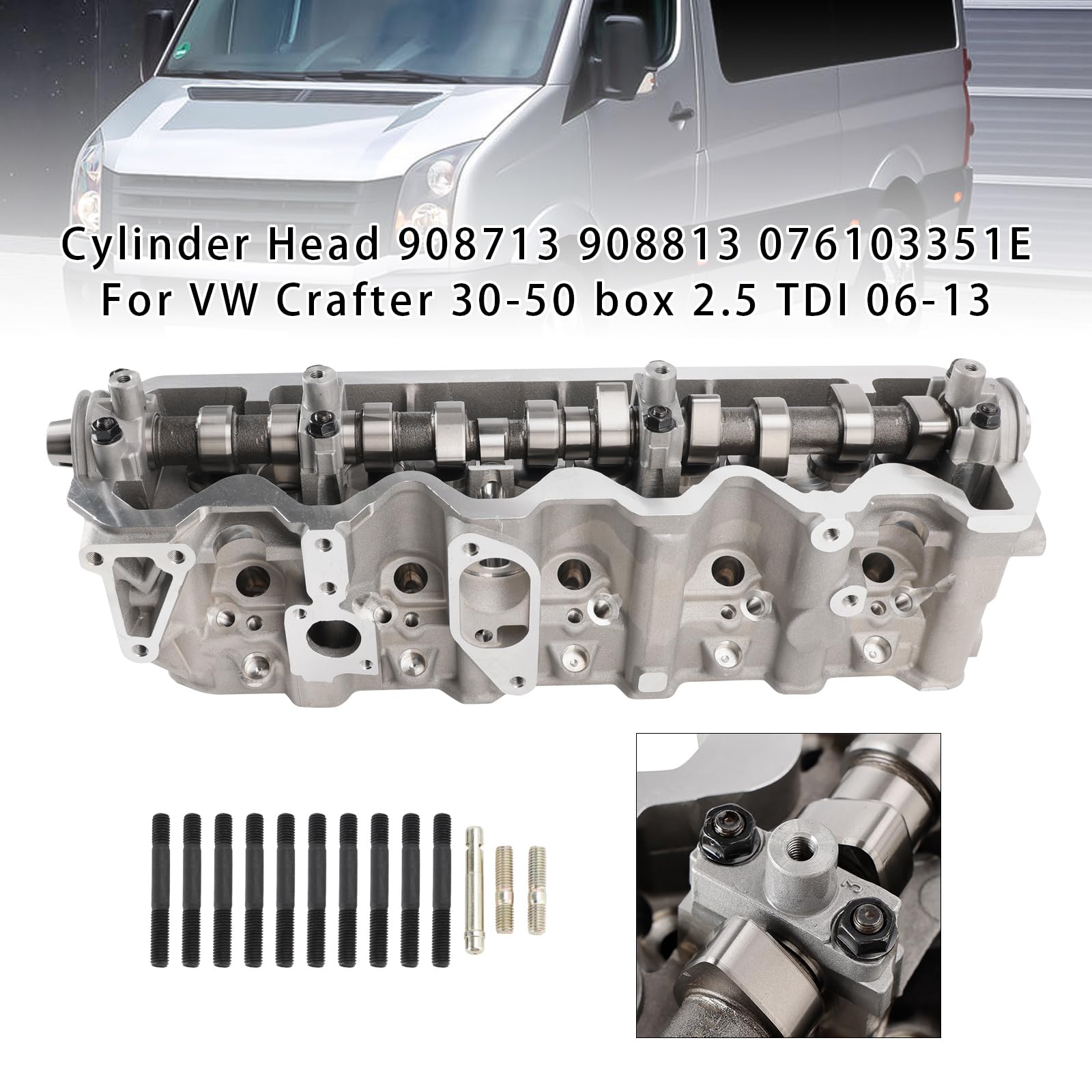 Topteng Zylinderkopf 908713 908813 076103351E Passend für VW Crafter 30-35 2006-2013 2E 2F 2. 5 TDI