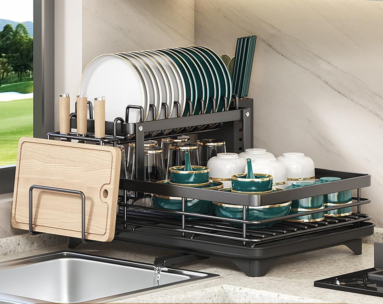 Snapklik.com : Vergissm Dish Drying Rack - Auto Draining Dish Rack For ...