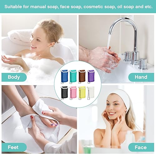 Miniatura 7 de 8 unidades de bolsa de jabón para el cuerpo, exfoliante corporal y soporte de jabón, jabones para barra de jabón, funda de jabón con cuerda, esponja