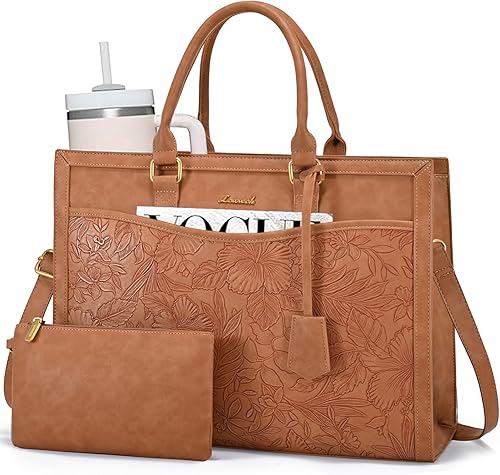 Miniatura 22 de LOVEVOOK Bolsa de mano para laptop para mujer, bolsa de trabajo de oficina, maletín para laptop de 15.6 pulgadas, bolsa de gran capacidad para Negro