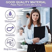 Vista 4 de PATIKIL Cubiertas de informes de plástico con punta, 10 carpetas de presentación frontal transparente de capacidad de 80 hojas con 3 sujetadores