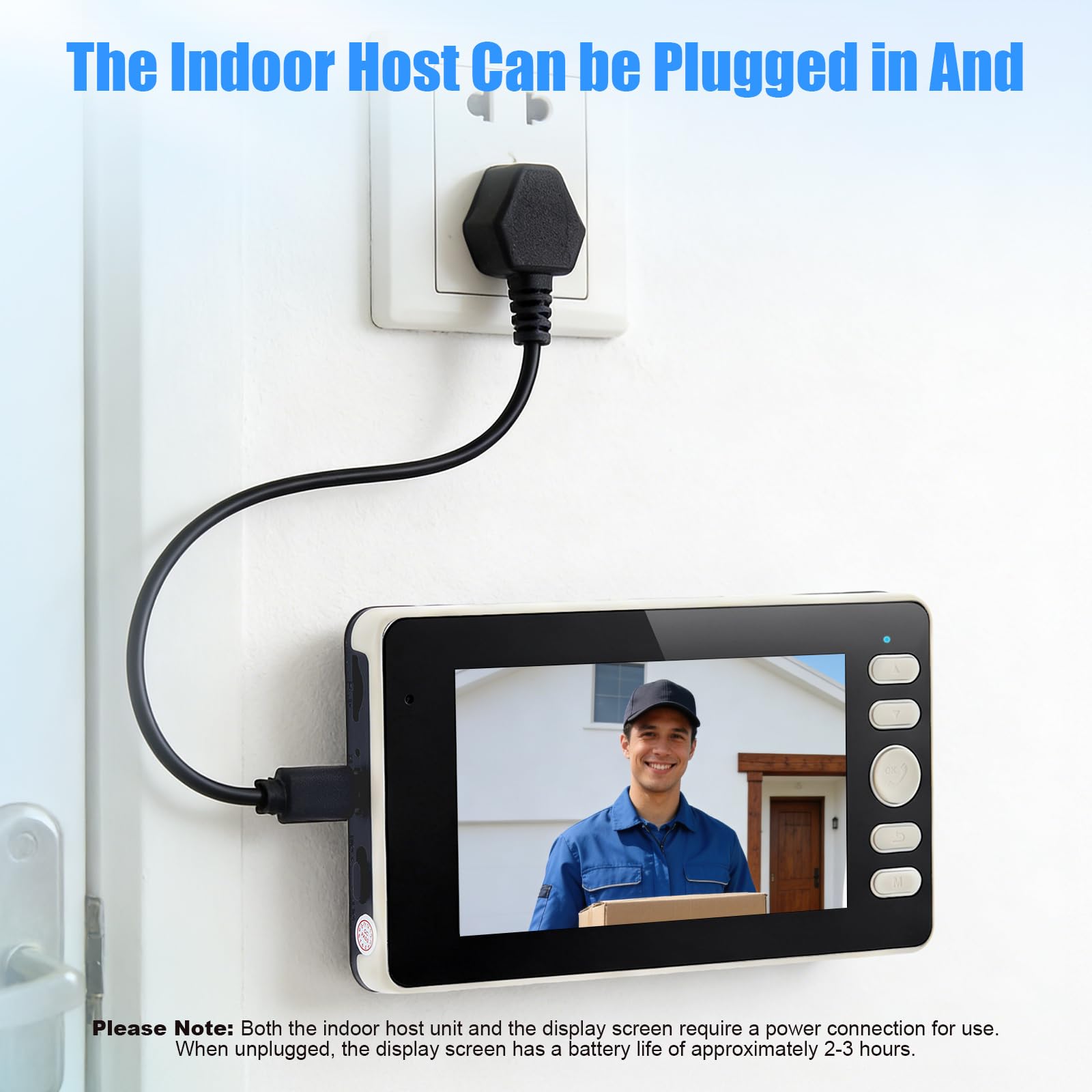 Timbre de puerta con cámara y monitor, timbre de vídeo con función de diálogo y función de visión nocturna, IP65 resistente al agua, pantalla de 4,3 pulgadas, timbre inalámbrico con cámara