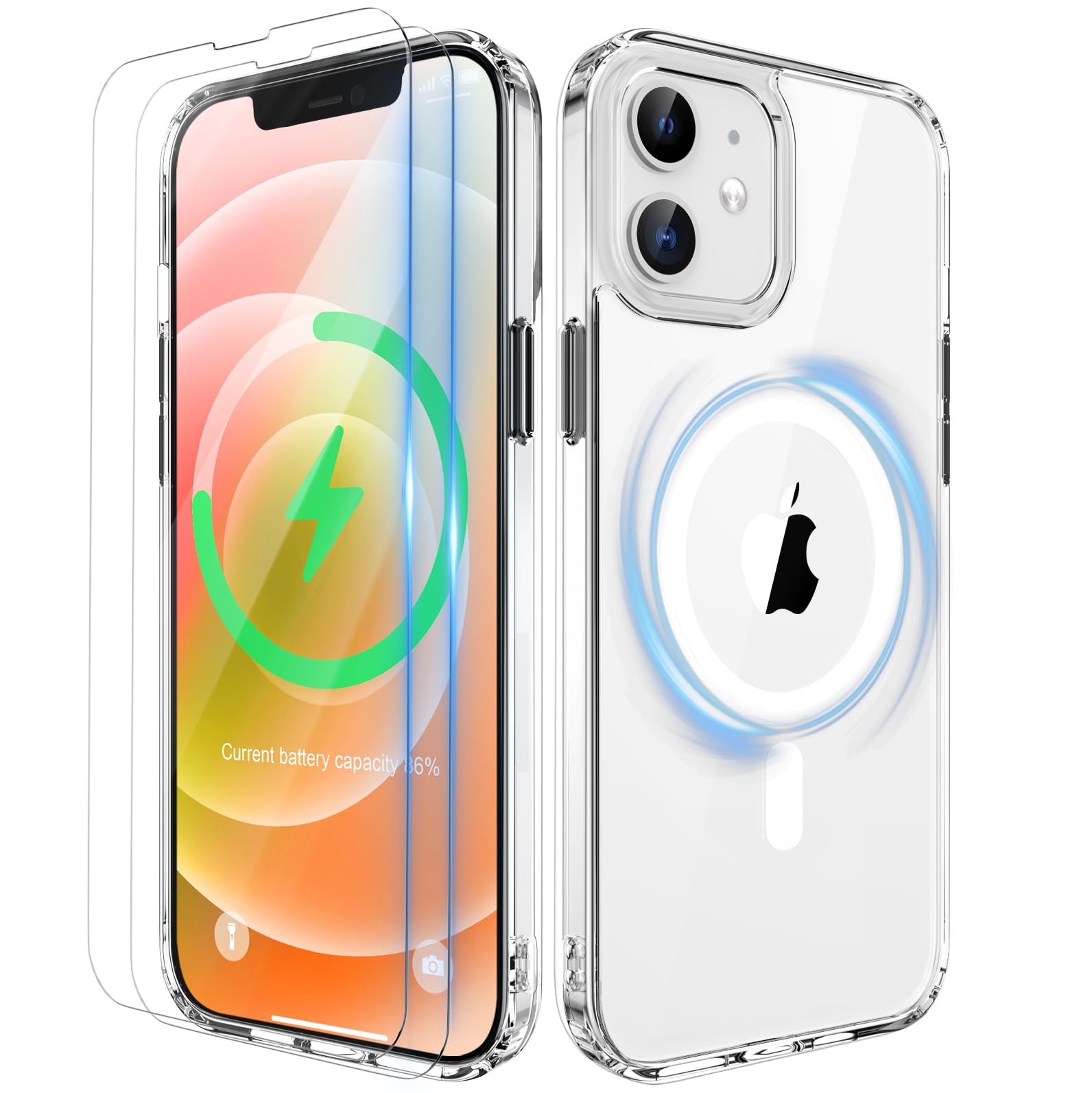 ORETECH Hülle für iPhone 17/17 Pro Max/16 Plus/15 Pro/14/13/12/11/XR/X/SE mit 2 Schutzfolie