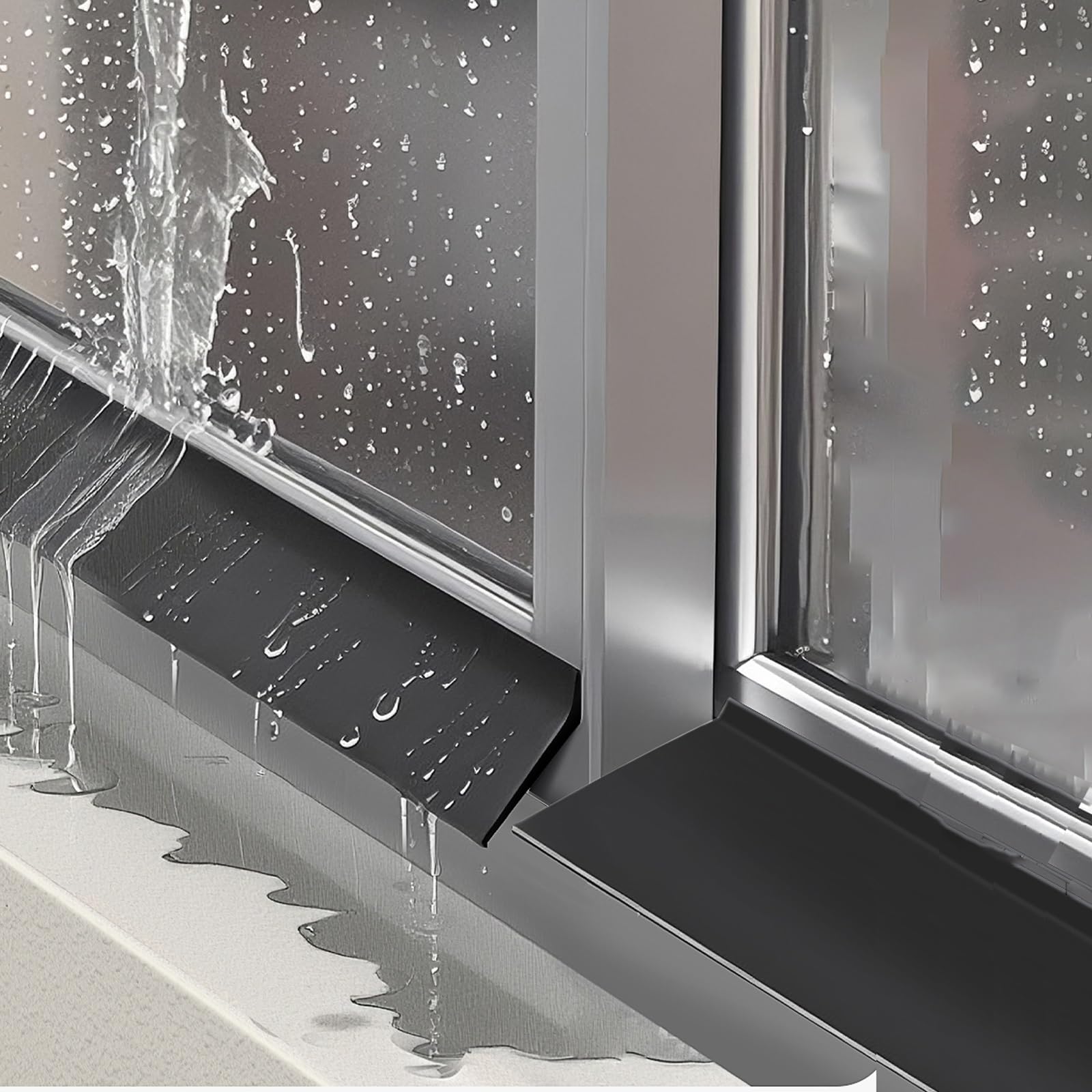 Kit de Barrera de Lluvia Autoadhesiva para Ventanas - 100cm Protector Lluvia Adhesivo Puerta Exterior - Tira Deflectora de Lluvia, Desviador de Agua, Ancho: 4.5/5.5cm(4.5cm)
