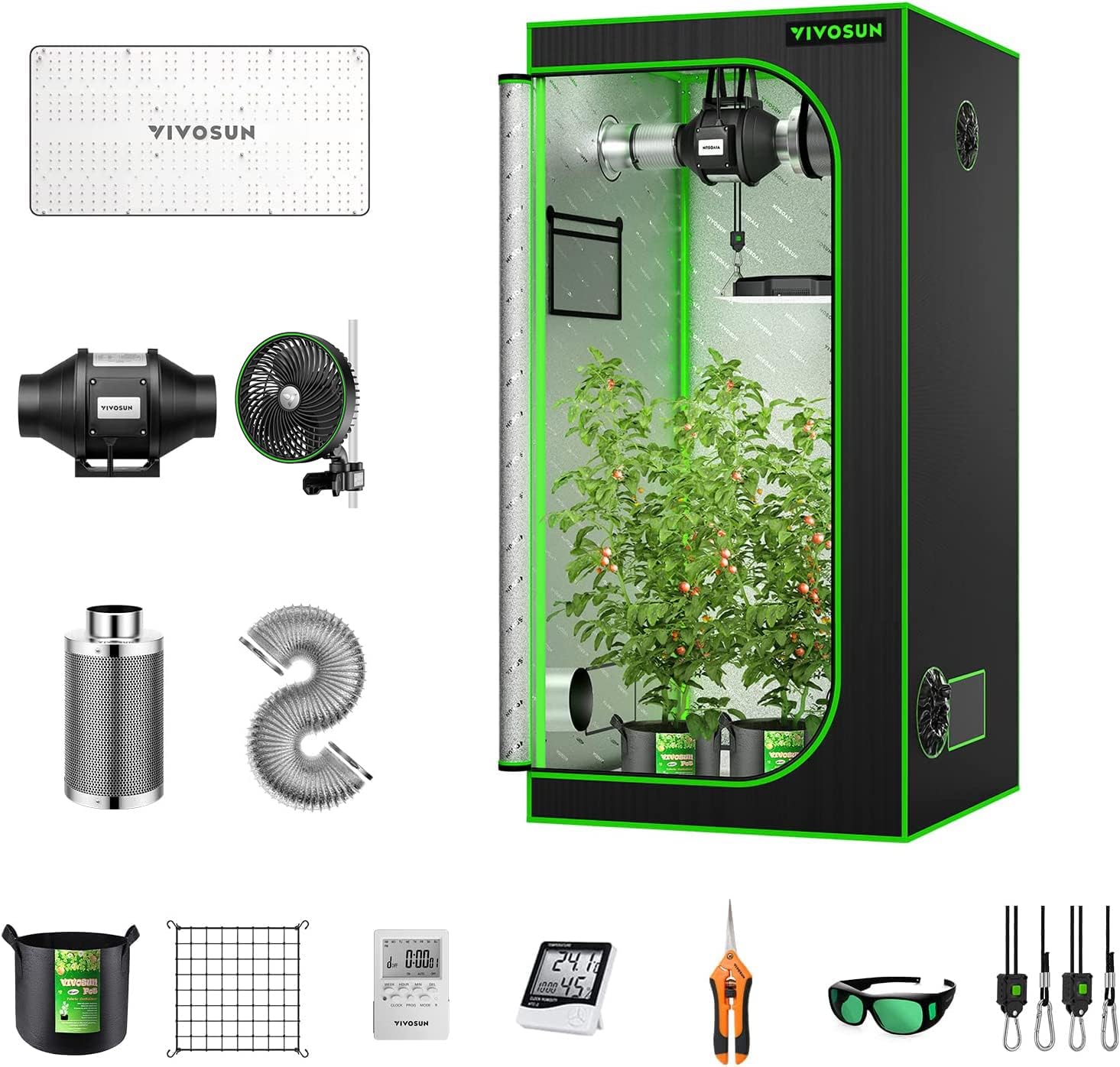 VIVOSUN GIY 3x3 Grow Tent Complete System and AeroWave E6