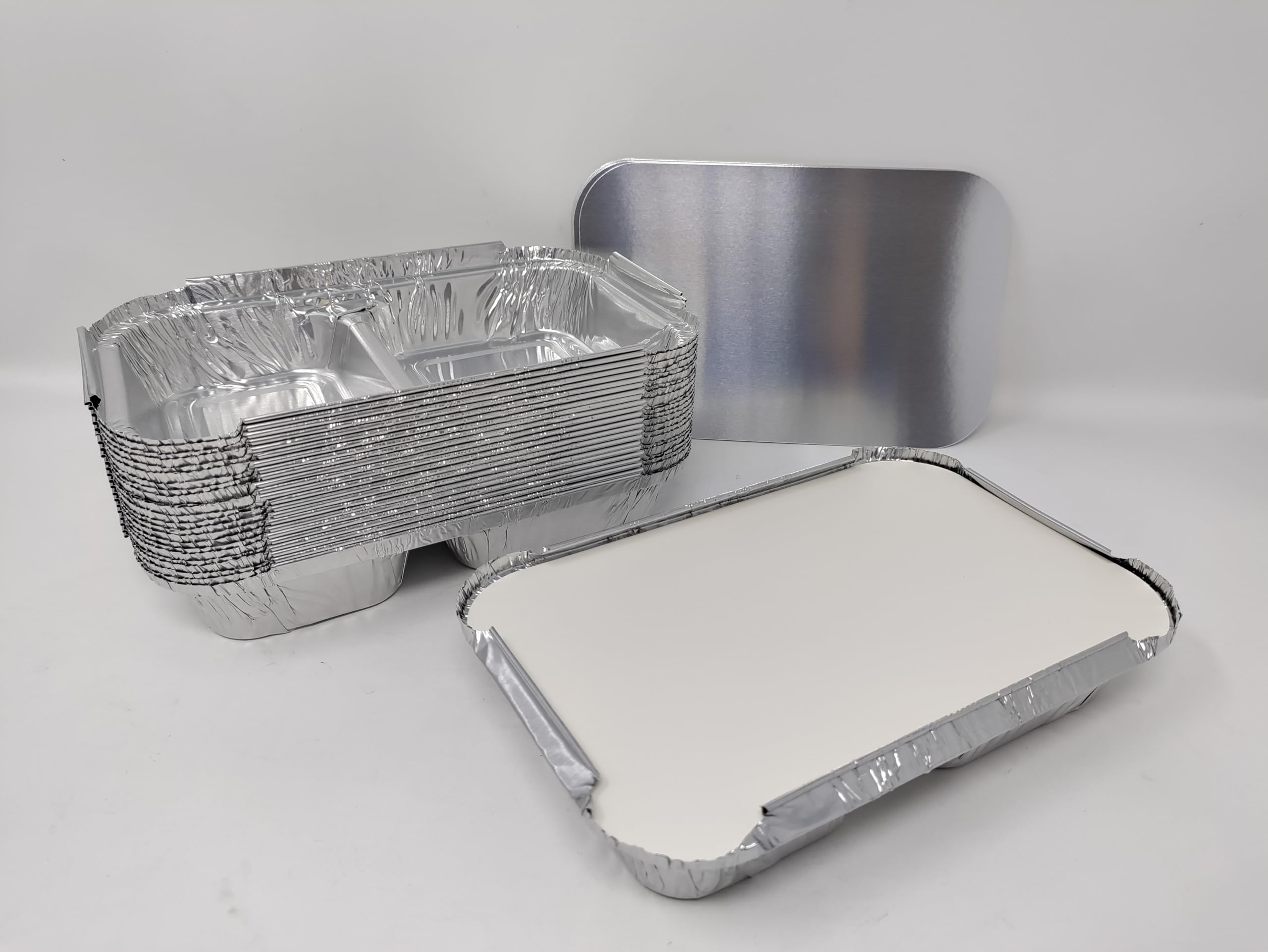 Plats à rôtir en aluminium à 2 compartiments jetables pour Airfryer x50