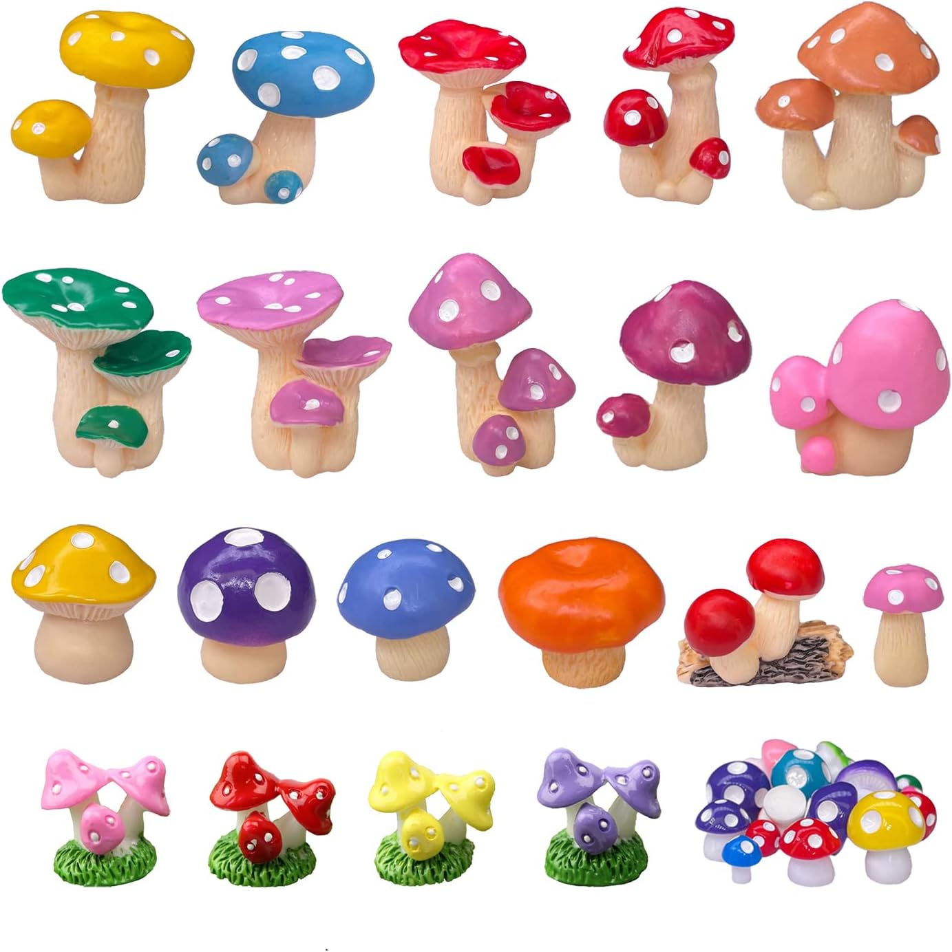 35 Pcs Miniature Resin Mushroom,Cute Mushrooms Fairy Garden Moss Landscape Ornaments for Outdoor Decoration,Home Décor,Cake Decoration,DIY Crafts … …