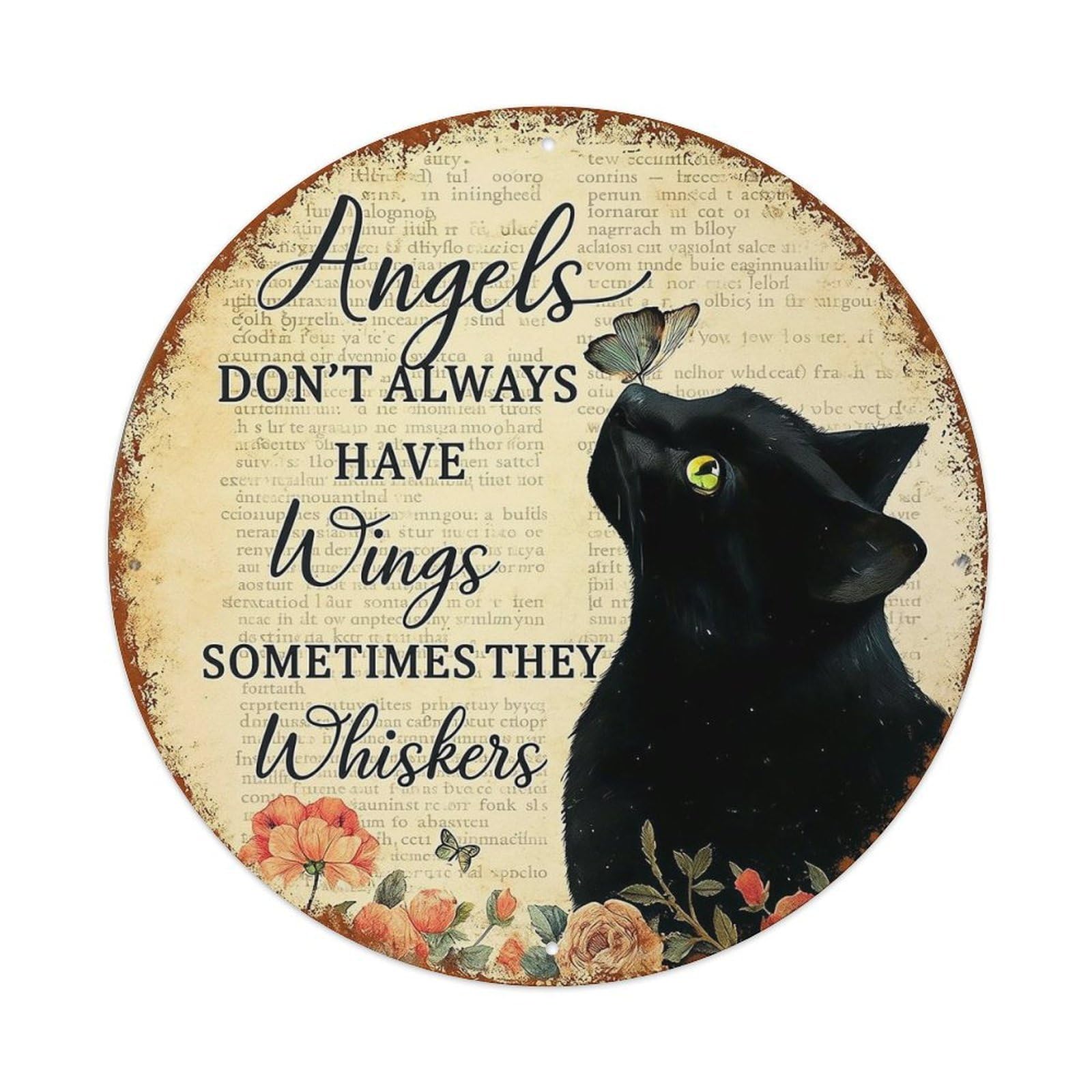 Angels Dont Always Have Whiskers Metal Tin Sign Plaque