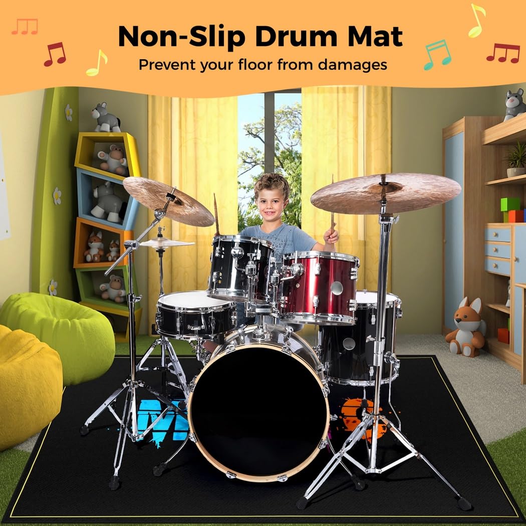 Schlagzeugteppich, Schlagzeugmatte, Elektrischer Schlagzeugteppich, Schalldichte Teppichpolster, Schlagzeugzubehör für E-Drums, Jazz-Drum-Set, Geschenk für Schlagzeuger, Schlagzeugzubehör,47"x63"