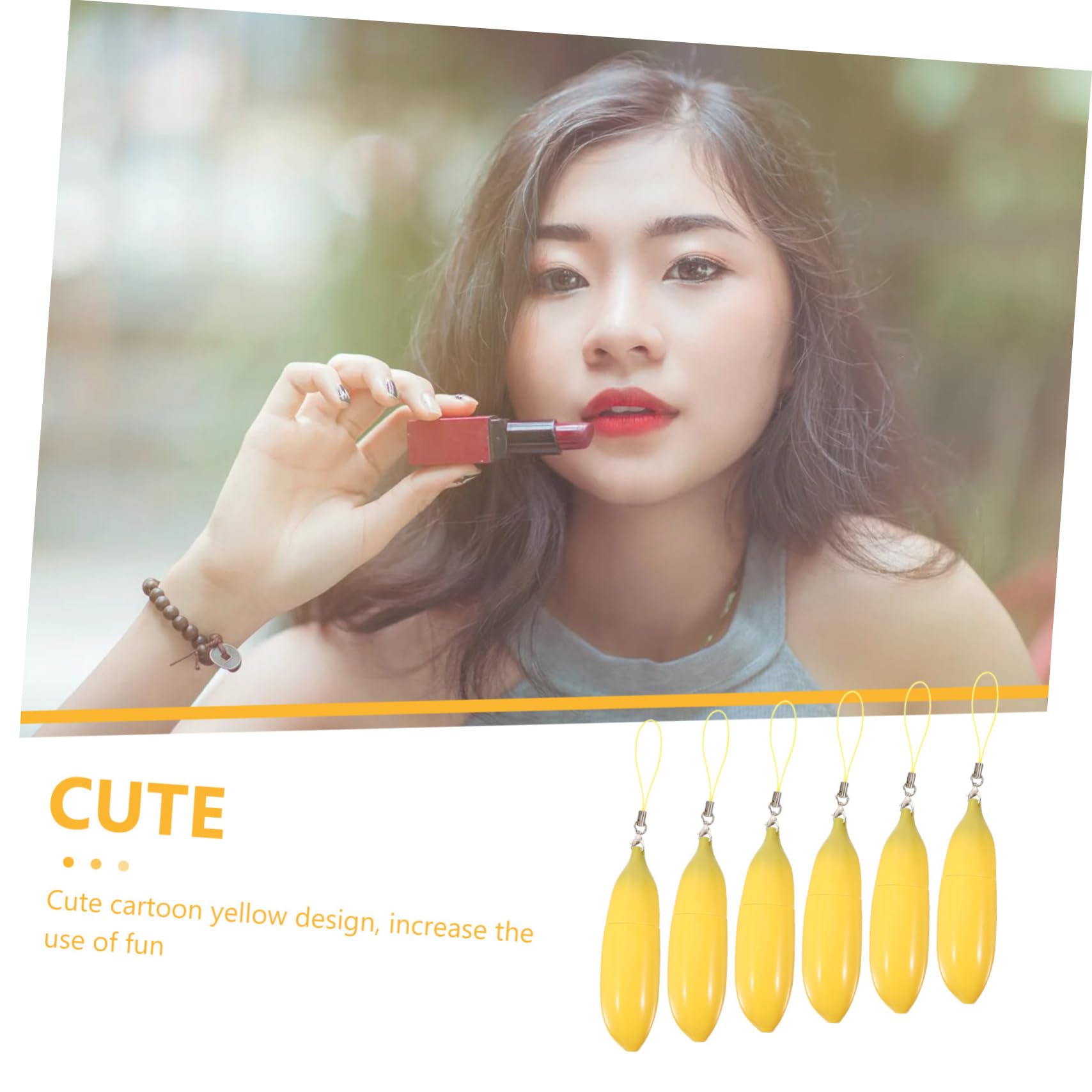 Tubo De Brillo Labial Vacío Forma De Banana Contenedores Para Labiales Rellenables Para Diy Y 6 Piezas X 4