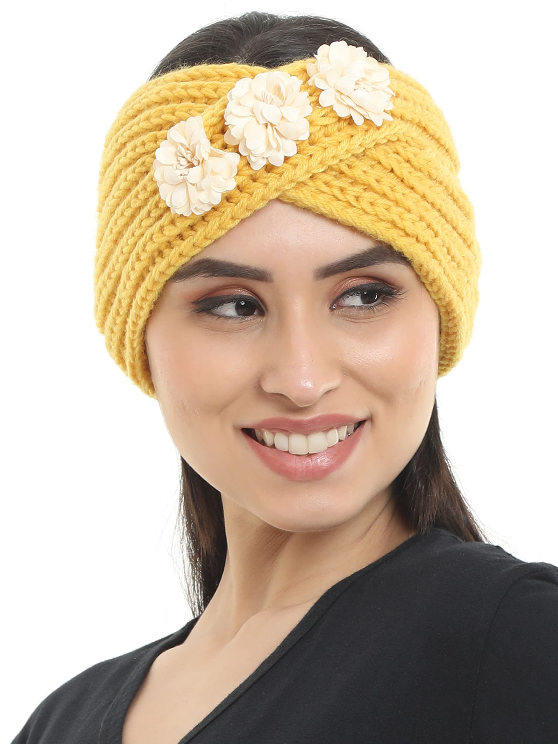 Acrylic Woolen Skull Stretch Headband/Ear Warmer/Cap/Hair Accessory for Women & Girls for Winters