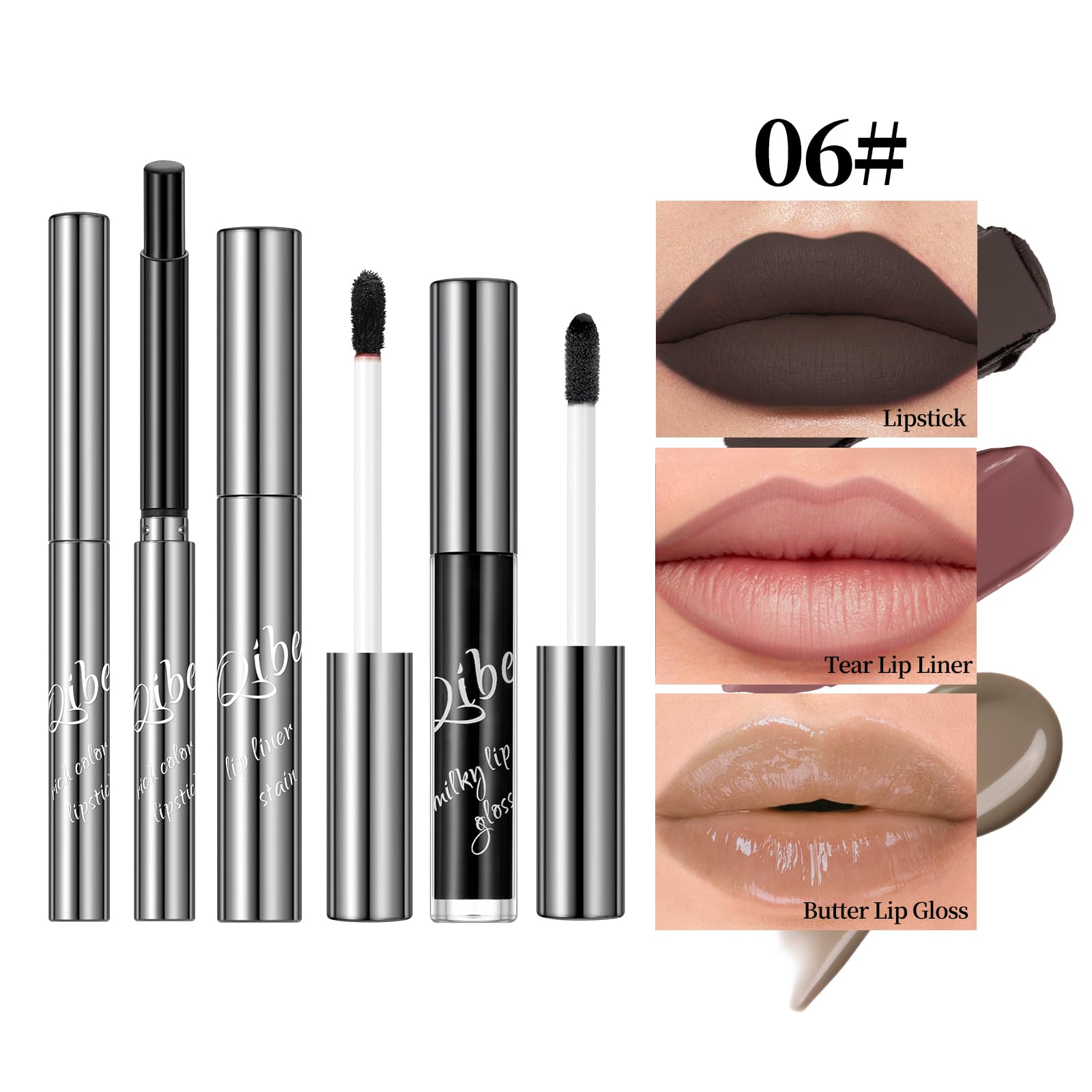 3PCS Lipstick Makeup Set, Matte Lipstick, Peel-Off Lipliner & Butter Lip Gloss - Image 2