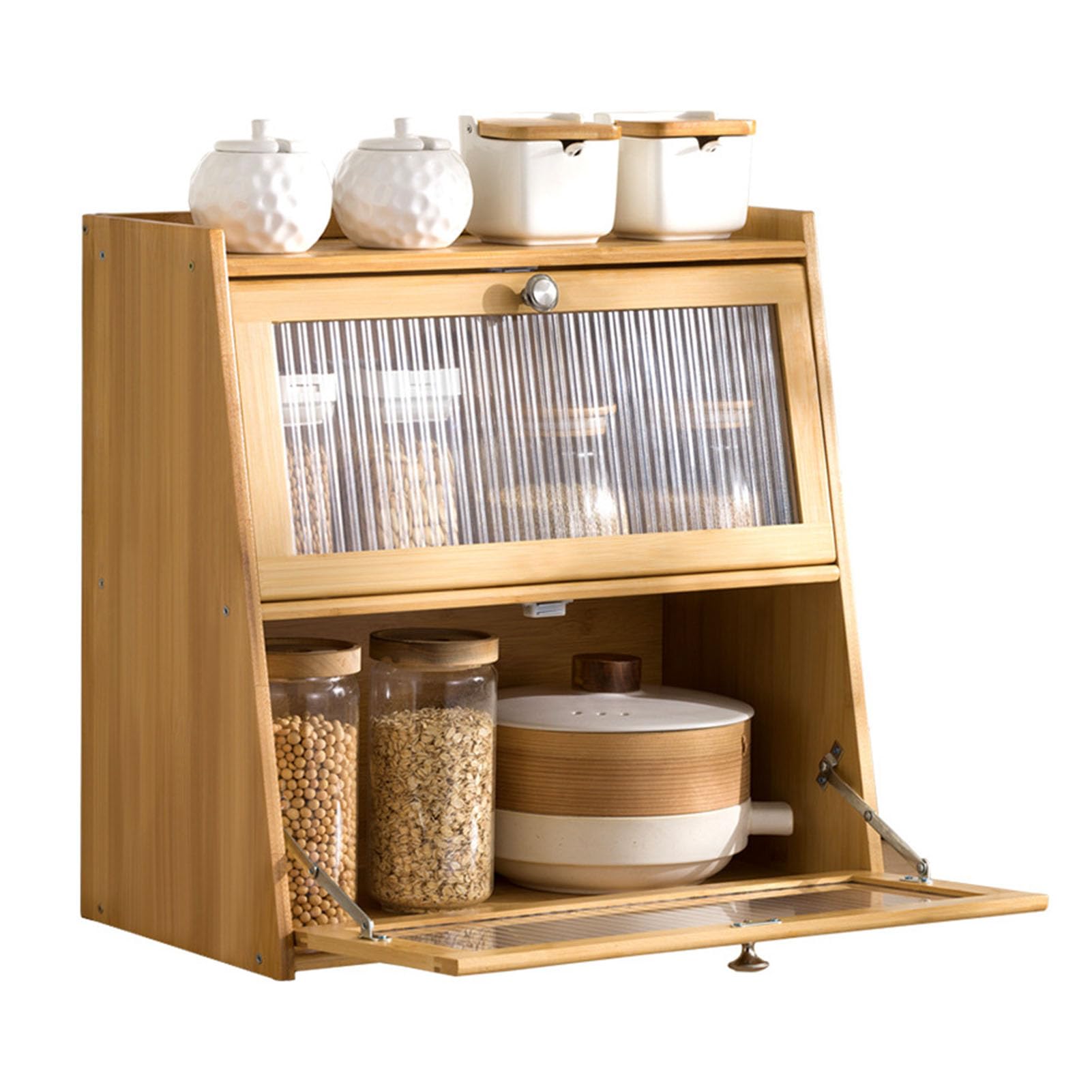 Organizador de Condimentos y Especias de bambú, Diseño Elegante para Gabinete de Almacenamiento de Encimera de Cocina, 40cm, Resistente Al Agua (Madera Color 3 Capas 40x28x50cm)
