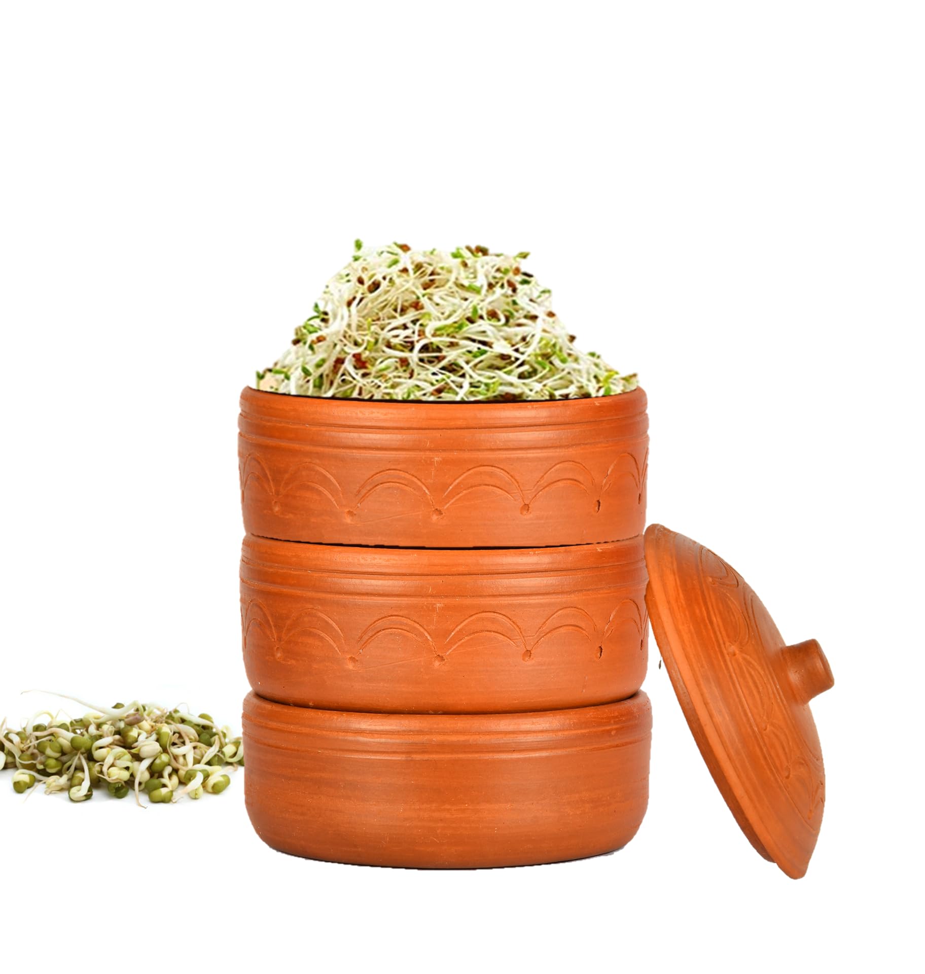 OUR RURAL sprouts maker box clay sprout makersprout jar with lid 3 - Container