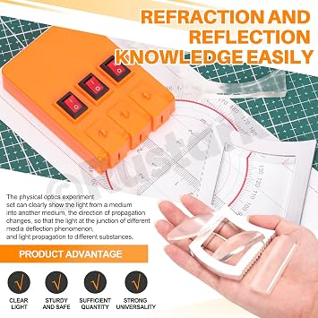 1 Set Physics Optical Experiment Kit Prism Lens Optic Reflector Refraction Optics Three Light Source Teaching Demonstration Equipment Optical Physics Kit for Teacher Student Education