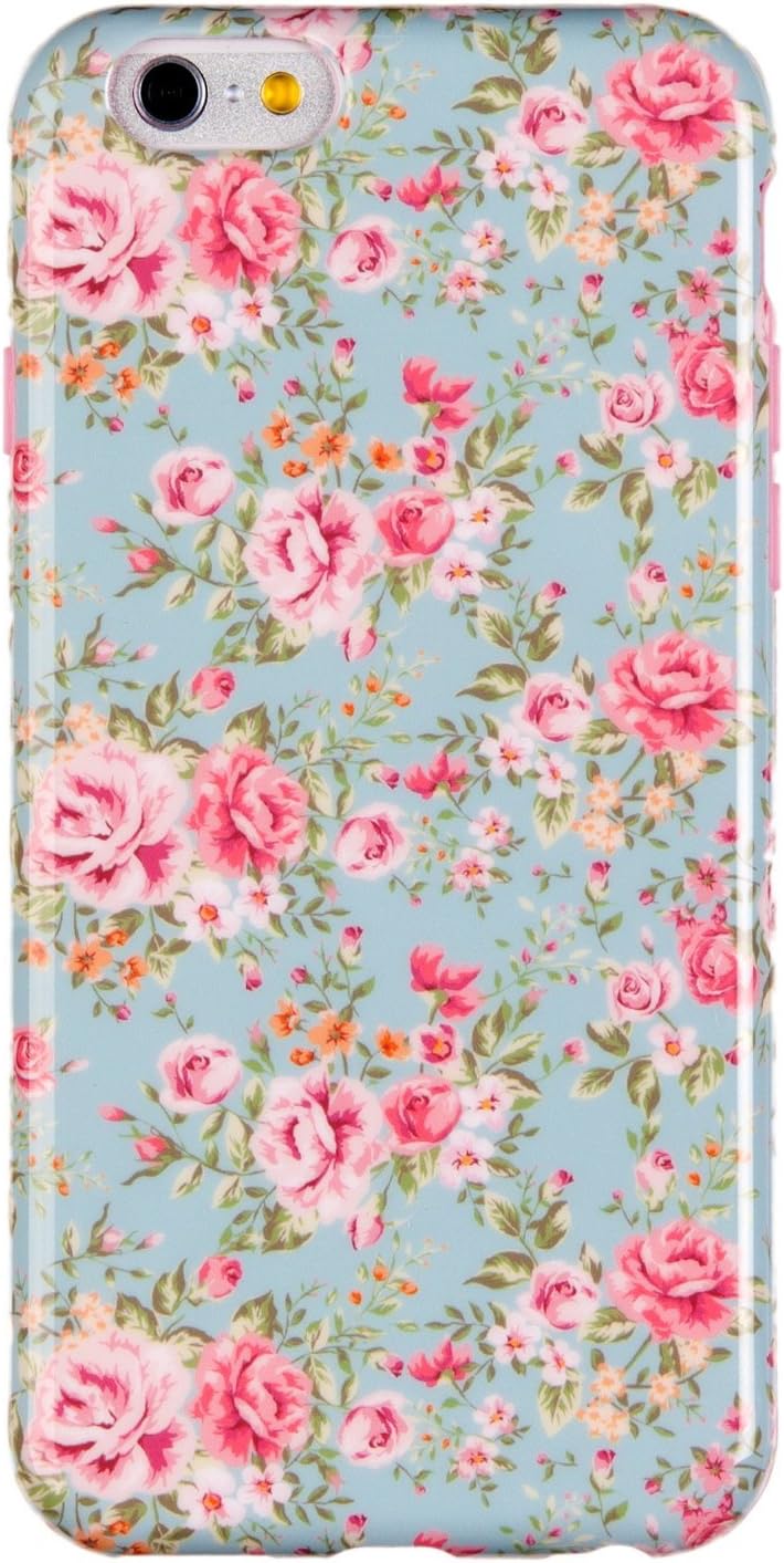 iPhone 6 Plus + Case, DandyCase Perfect Pattern *No Chip/No Peel* Flexible Slim TPU Case Cover for Apple iPhone 6 Plus (5.5" Screen) [Vintage Mint Green Floral]