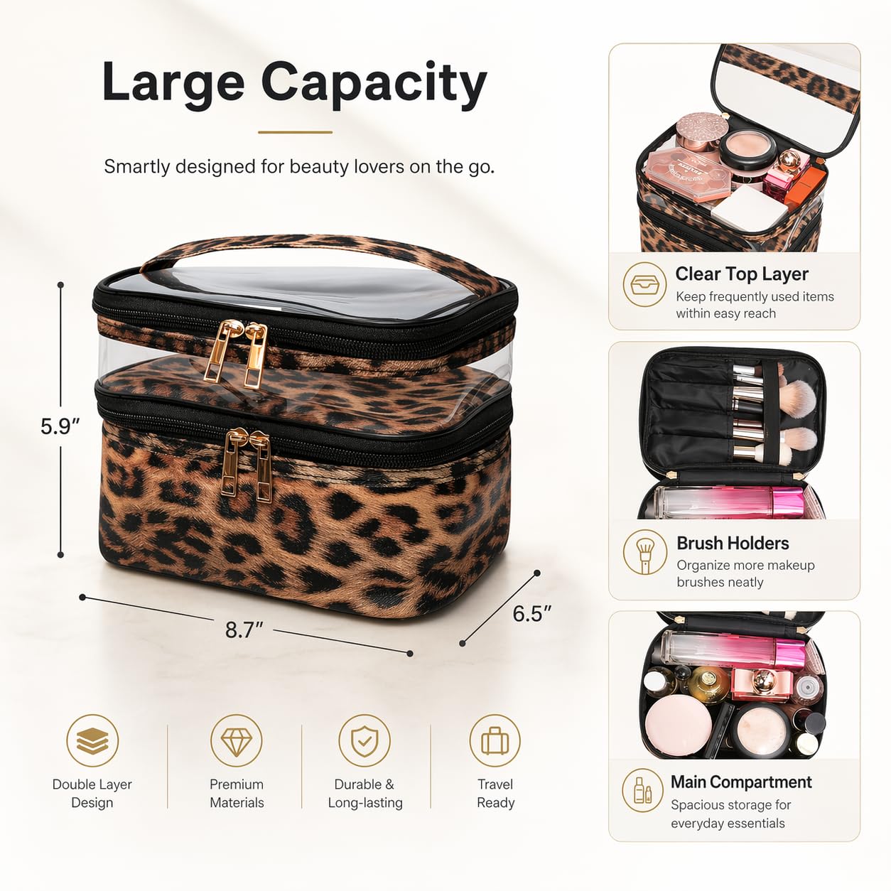 Leopard Cosmetic Bag - Travel Makeup Organizer -3