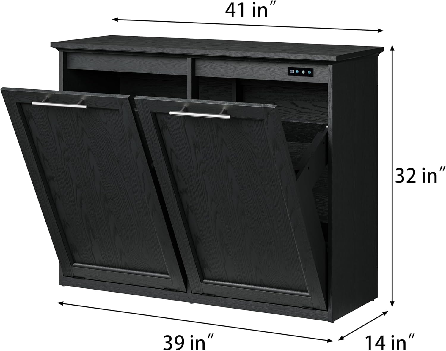 Tilt Out Trash Cabinet with Quick Installation and Deodorising Function, Wooden Trash Kichen Holds Up to 2x13 Gallons Bins, Freestanding Trash Can, Black