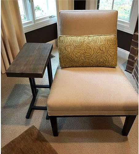 Miniatura 2 de The Alex C - Soporte para mesa auxiliarportátil, parte superior de madera maciza con acero soldado negro