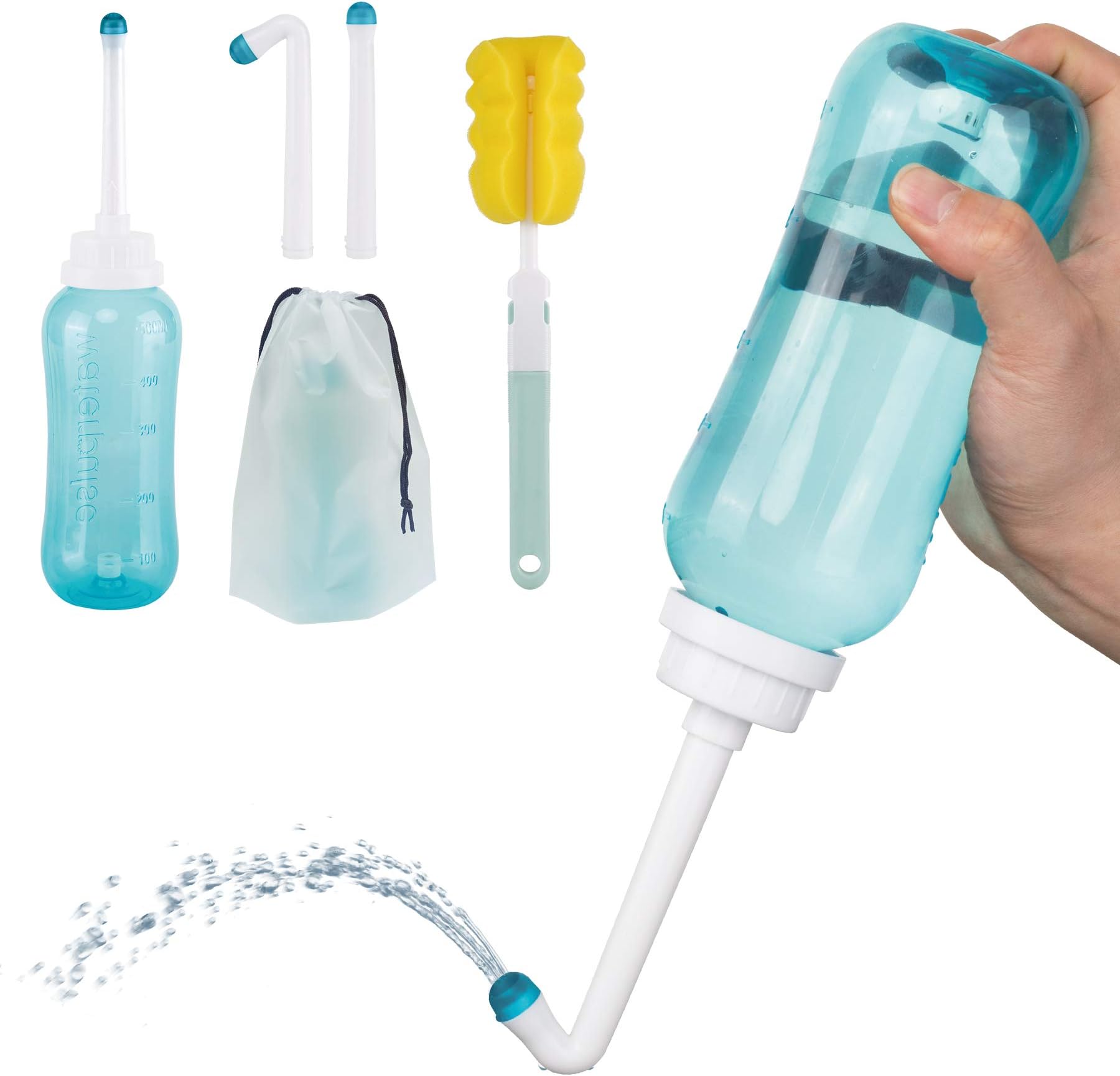 500ml Pressing-Button Nursing Bottle for Postoperative Care, 60°/180°Upside Down Spray Adjustable Slow Water Nozzle Bottle for Momwasher Postpartum Clean, Patient Care, Child & Elderly Care