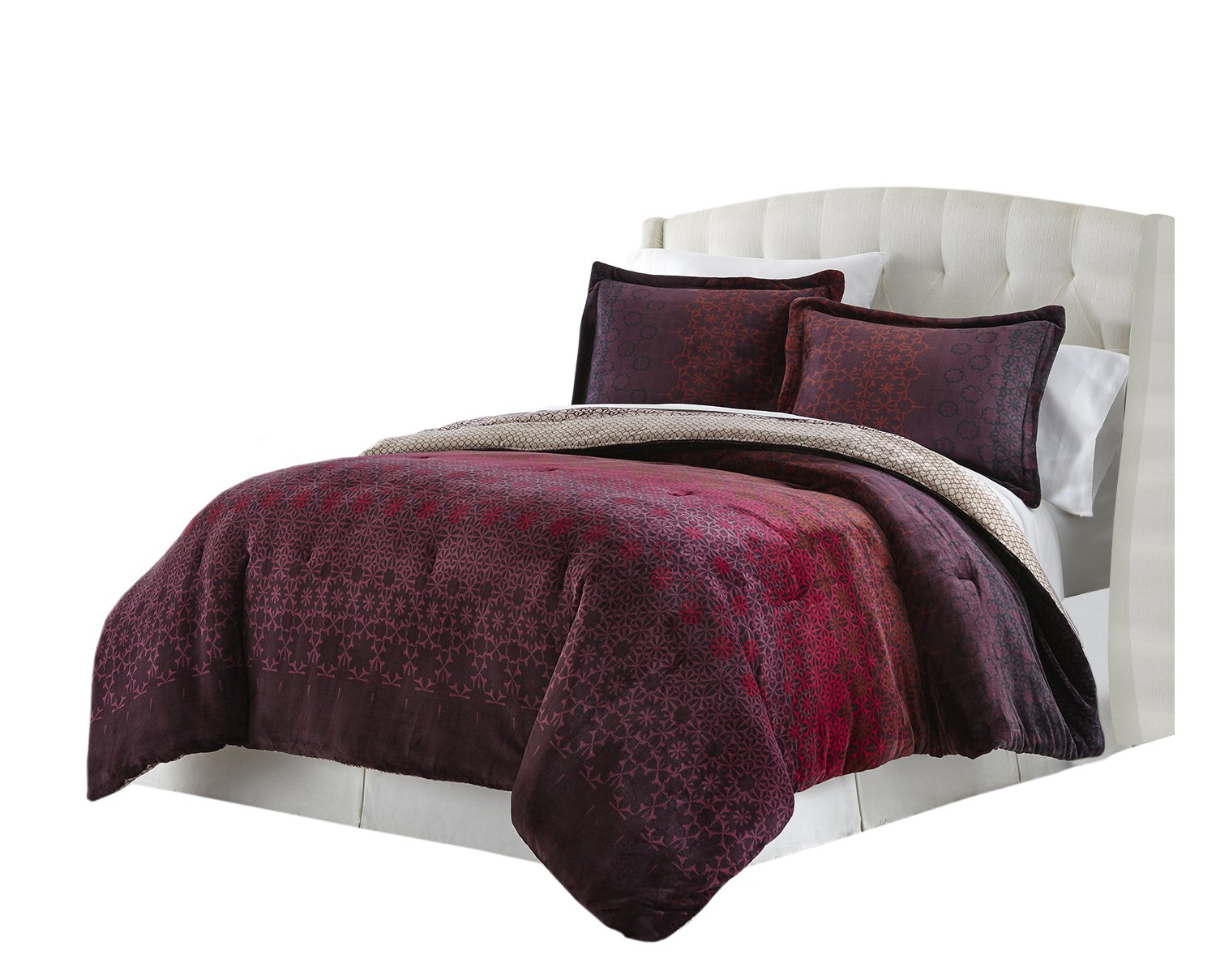Lenox C1512050-SCQ-AST-AMANDA Comforter Set Amanda F/Q, Full/Queen, Red