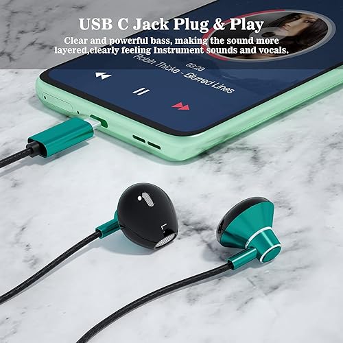 Miniatura 2 de Auriculares USB C para Samsung Galaxy S25 S24 FE S23 Plus S22 Ultra A35 A54 USB Tipo C Auriculares estéreo HiFi Auriculares USB-C con micrófono