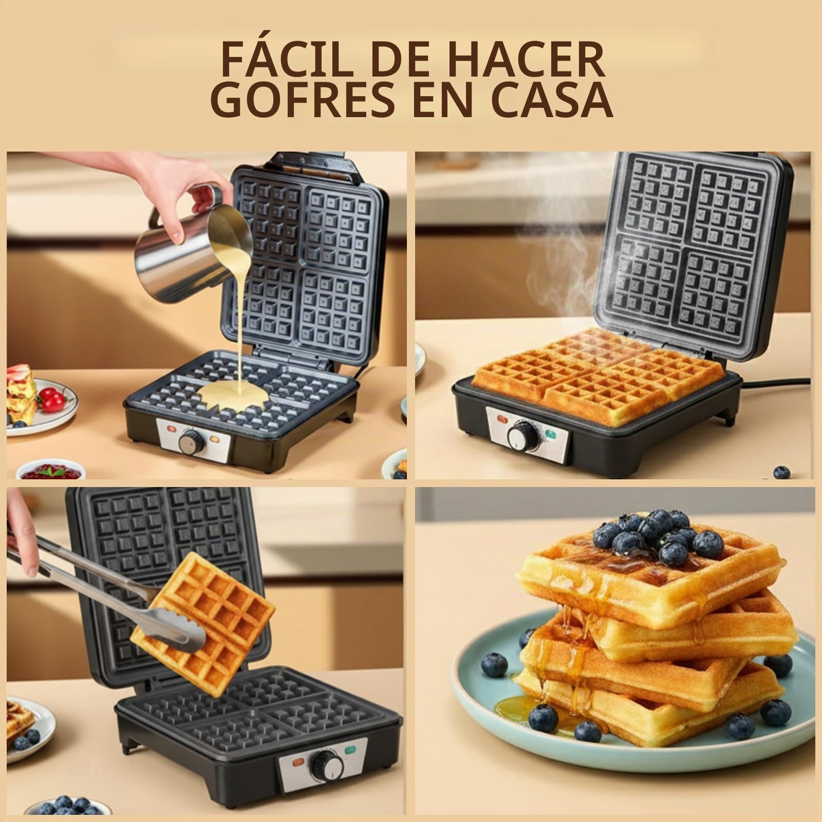 Romon Gofrera, Mini Gofrera para Gofres Eléctricas Waffle Maker pequeños con Revestimiento Antiadherente, 1200 W Waflera Sandwichera Pequeña para Cumpleaños, Fiestas Familiares, Pascua o Navidad